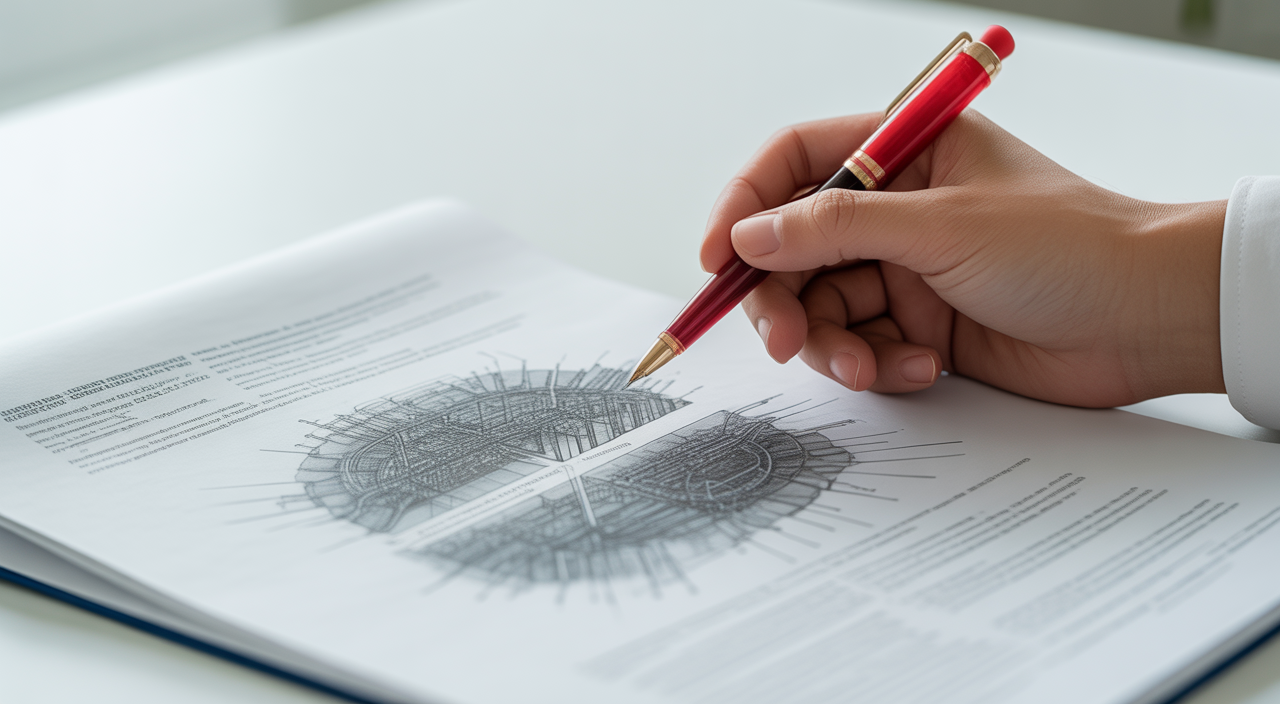 Professional editor reviewing a scientific manuscript for publication
