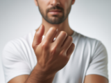 Close-up of a person holding their finger in pain indicating trigger finger discomfort