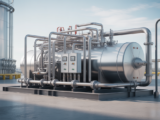 Hero image of a modern vapour recovery unit system installed at an oil terminal with clean background